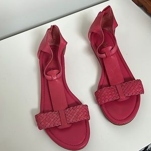 Cole Haan pink sandal with slight wedge heel